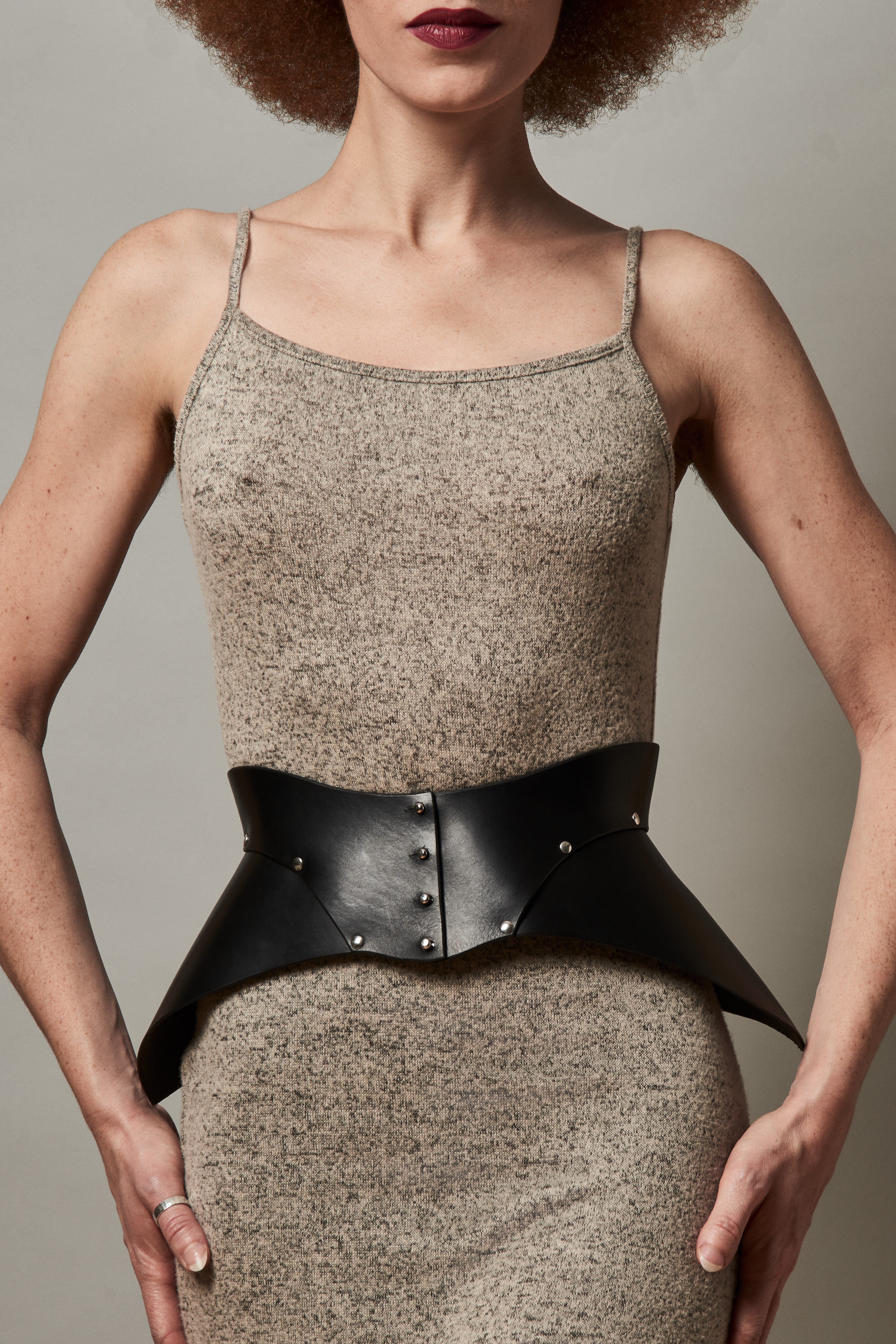 Serre-taille court Cuir noir
